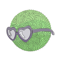 Poster - single continuous line drawing glasses in shape hearts. valentine's day and love. fashion and style,
