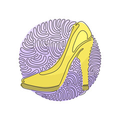 Poster - single continuous line drawing women shoes icon. lady high heels shoe outline. fashion footwear desi
