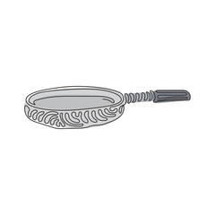 Poster - continuous one line drawing frying pan vector. kitchen items for cooking. pan, saucepan, frying pan.