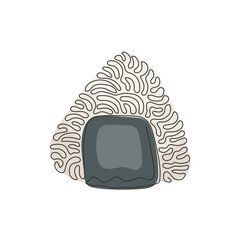 Poster - Continuous one line drawing Onigiri. Rice balls with nori seaweed, sesame seeds. Traditional Japanese fast food. Bento lunch. Swirl curl style. Single line draw design vector graphic illustration