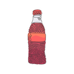 Poster - single one line drawing soft drink in bottle glass. cold soda to crave for refreshing feeling. drink