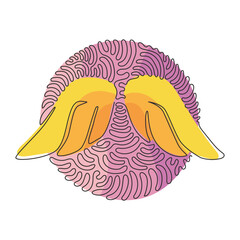 Poster - Single continuous line drawing cute angel wings holiday romantic decoration logo vector image. Swirl curl circle background style. Dynamic one line draw graphic design vector illustration