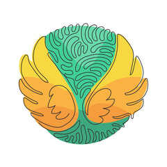 Poster - single one line drawing cute angel wings holiday romantic decoration logo vector image. swirl curl c