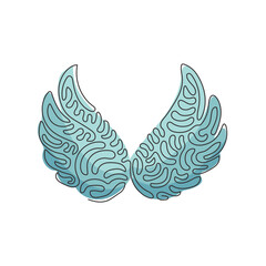 Poster - single continuous line drawing cute angel wings holiday romantic decoration logo vector image. swirl