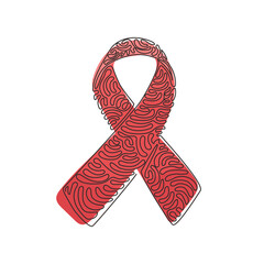 Poster - Continuous one line drawing awareness ribbon. Breast cancer AIDS ribbon. Support and solidarity concept. Health logo symbol. Swirl curl style. Single line draw design vector graphic illustration