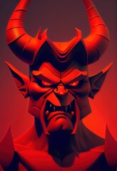 Satan in Hell - The devil is a red demon living in the hellish underworld of Catholic religions. This character is made by generative AI to represent beelzebub, the prince of darkness himself