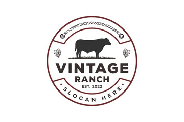 Wall Mural - Elegant vintage livestock logo design concept