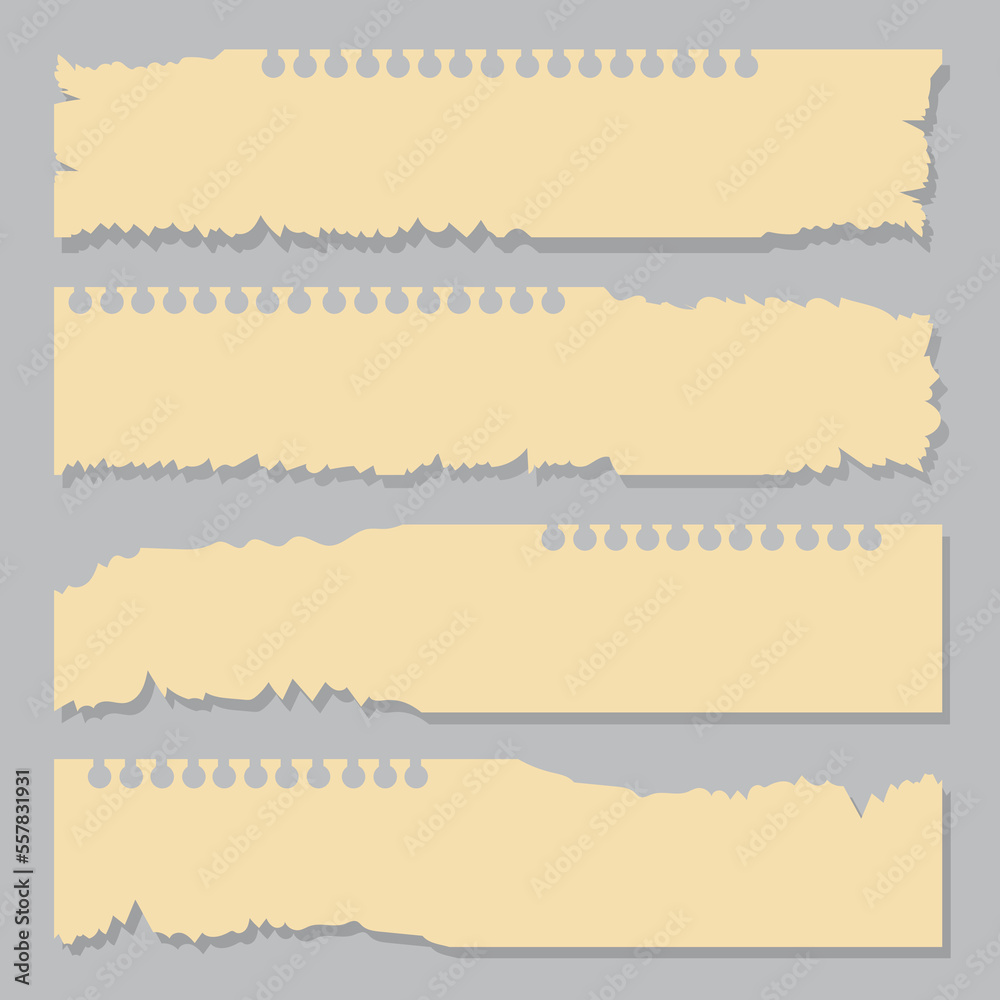 Ripped Pages Design. Torn Paper Notes Torn Edges With Tape, Vector ...