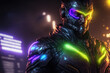 © DarkKnight - Cyberpunk cyborg with neon, generate ai