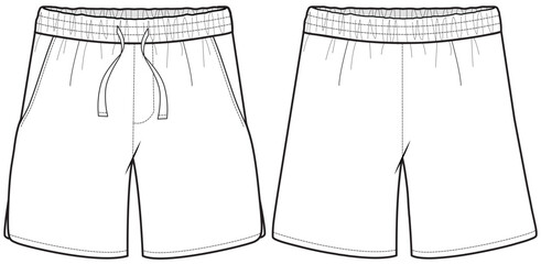 Sticker - shorts flat sketch technical cad drawing vector template