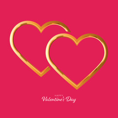 Wall Mural - Valentine's day Background with Gold Hearts. Romantic Vector Banner