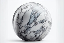 White Marble Ball Stone Isolated On White Background