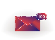 Red Closed Envelope Icon On A White Background With Notifications. Icon Of Unread Messages. Email Notification. Email Sign With Lines. Vector Bright Message Icon For Web, Computer And Mobile App.