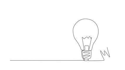 Wall Mural - Self drawing animation of single line draw businessman hugs light bulb. Male with light idea bulb. Business success, creative, inspiration, business startup. Continuous line draw. Full length animated