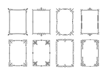 Poster - Line decorative frames for photo and picture. Vector of picture photo frame with ornament border illustration