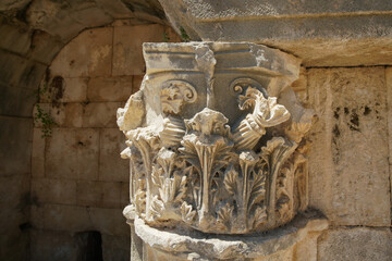 Wall Mural - Column Head in Theatre of Perge Ancient City in Antalya, Turkiye