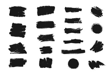 Poster - Grunge brushes black collection, texture print set. Illustration brush grunge of set, texture black ink of collection vector