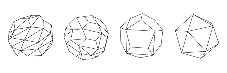 Poster - set of spheres from a wireframe mesh. collection of spheres for use in hud design. network line conc