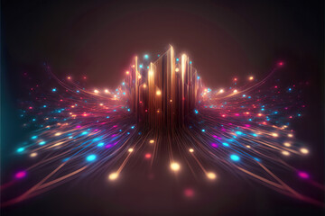 Wall Mural - abstract background with colorful glowing light and light trails, generative ai