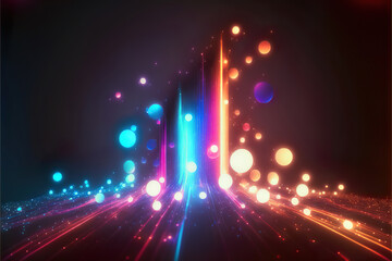 Wall Mural - abstract background with colorful glowing light and light trails, generative ai