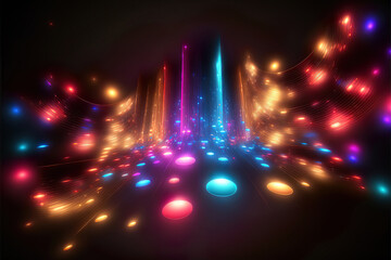 Wall Mural - abstract background with colorful glowing light and light trails, generative ai