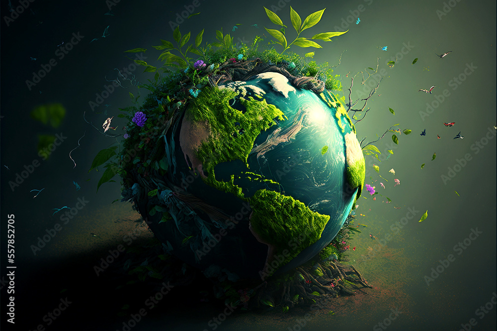 beautiful green globe for Earth day Stock Illustration | Adobe Stock