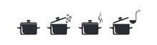 Pan Icon Set. Saucepan Illustration Symbol. Sign 
Cooking Pot Vector Desing.