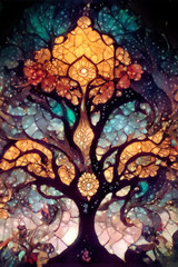 Aufkleber - beautiful ornamental tree, digital art.
