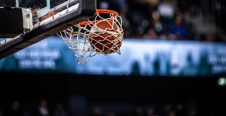 Poster - basketball game ball in hoop