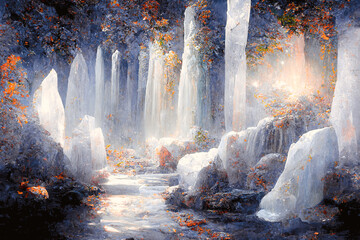 beautiful crystal forest. crystal kingdom. digital art.