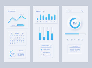 Fototapete - user interface kit neumorphism chart anf graphic. vector illustration of app interface ui, mobile te