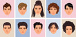 A set of men avatars with different hairstyles. Collection of trendy male haircuts, short and long. Barbershop banner.