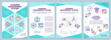 Fototapeta Kwiaty - Learning management system blue brochure template. Leaflet design with linear icons. Editable 4 vector layouts for presentation, annual reports. Arial-Black, Myriad Pro-Regular fonts used