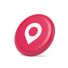 Poster - gps map pin location service button application direction distance pointer 3d isometric realistic ic