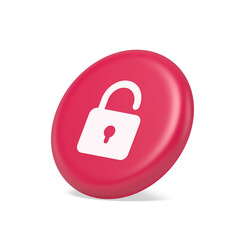 Poster - Open lock button cyberspace password security protection service 3d isometric realistic icon