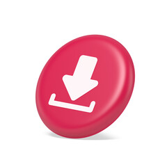 Poster - Download down arrow cyberspace information storage button internet file browsing 3d side view icon