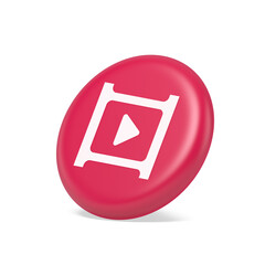 Poster - Video film multimedia content play button digital player broadcasting 3d isometric realistic icon