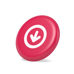 Poster - Down arrow circle frame button web interface pointer navigation app 3d isometric realistic icon