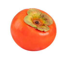 Wall Mural - ripe persimmons with leaf isolated on transparent png