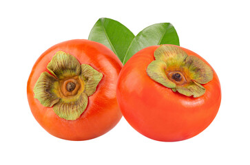 Wall Mural - fresh ripe persimmons isolated on transparent png