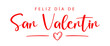 Happy Valentine's Day lettering in Spanish (Feliz día de San Valentín). Greeting card template with typography, heart and lines. Cartoon. Vector illustration