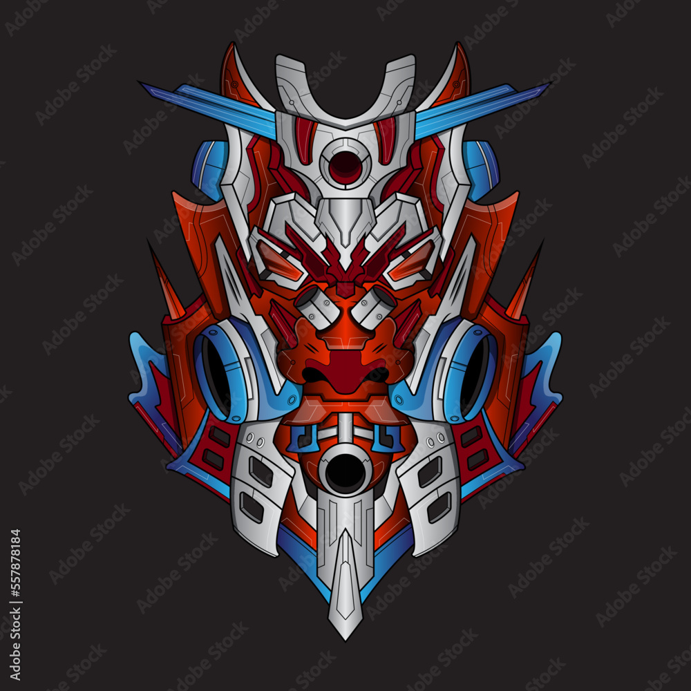 Bull head robot mascot. esport logo design Bull Illustration Tribal ...