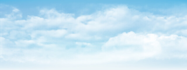 Wall Mural - Blue sky and white soft clouds floated in the sky on a clear day. Beautiful air and sunlight with cloud scape colorful. Sunset sky for background.