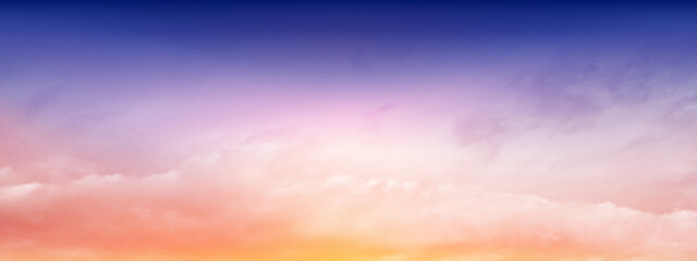 Wall Mural - Dark Blue sky and white soft clouds floated in the sky on a clear day. Beautiful air and sunlight with cloud scape colorful. Sunset sky for background. Fantastic sky vector illustration.