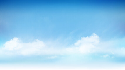 Wall Mural - Blue sky and white soft clouds floated in the sky on a clear day. Beautiful air and sunlight with cloud scape colorful. Sunset sky for background.