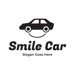 Canvas Print - Happy Car Logo Design. Smile car vector logo design template. Car face in circle. Funny logotype design