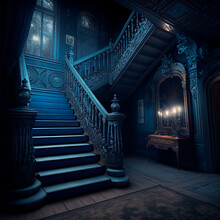 GENERATIVE AI, GENERATIVE, AI, Stairs In A Terrifying Abandoned Mansion