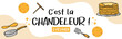 C'est la Chandeleur - Bannière présentant des crêpes, ingrédients et ustensiles de cuisine