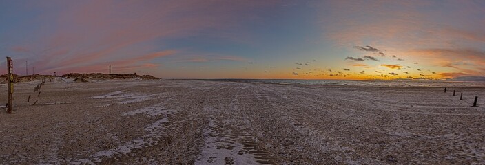 Wall Mural - Sunset on winter beach of Balvand in Denmark