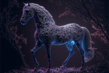 white diamond horse on the background. 3d rendering digital illustration.